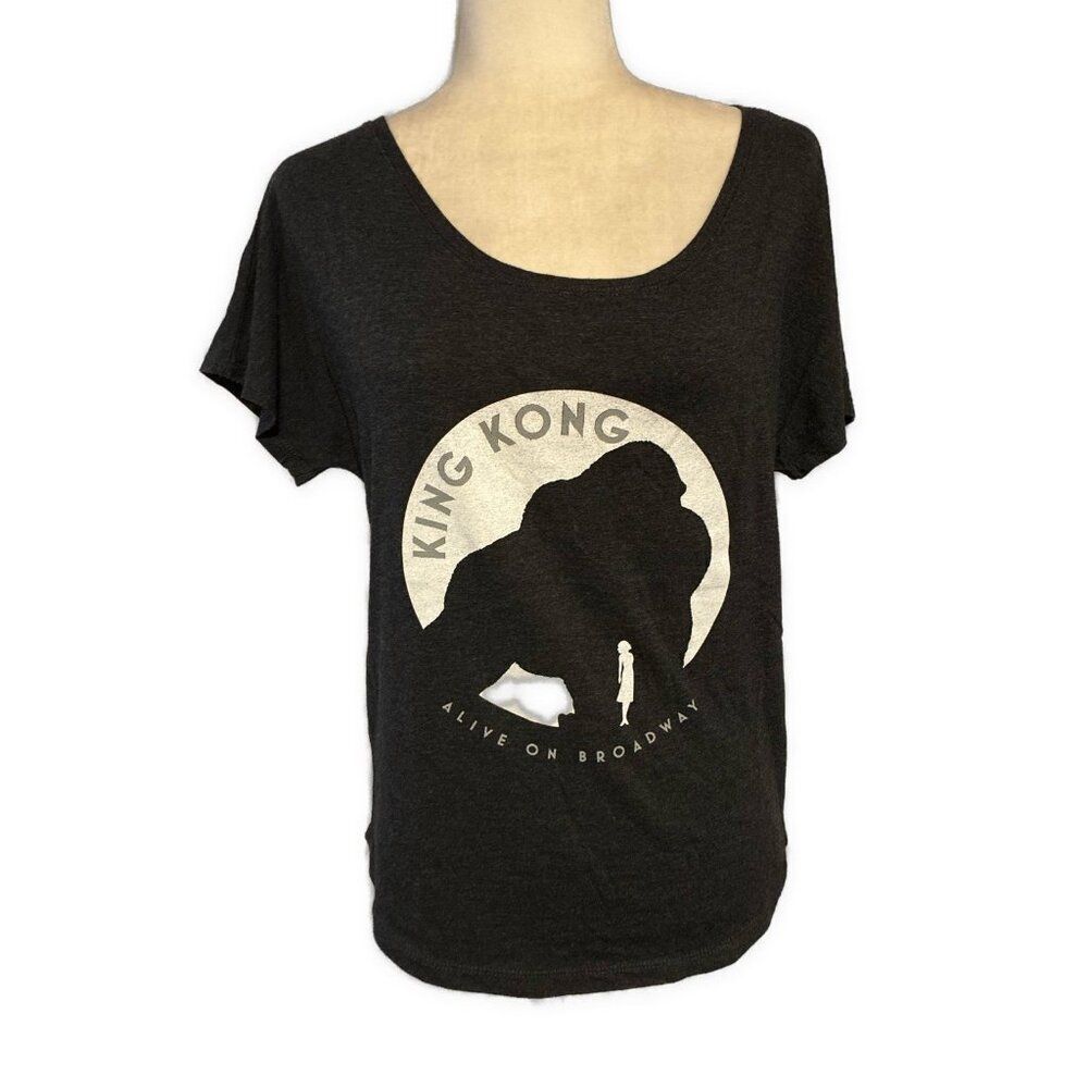 King Kong Alive On Broadway Charcoal Gray White Short Sleeve T Shirt Small